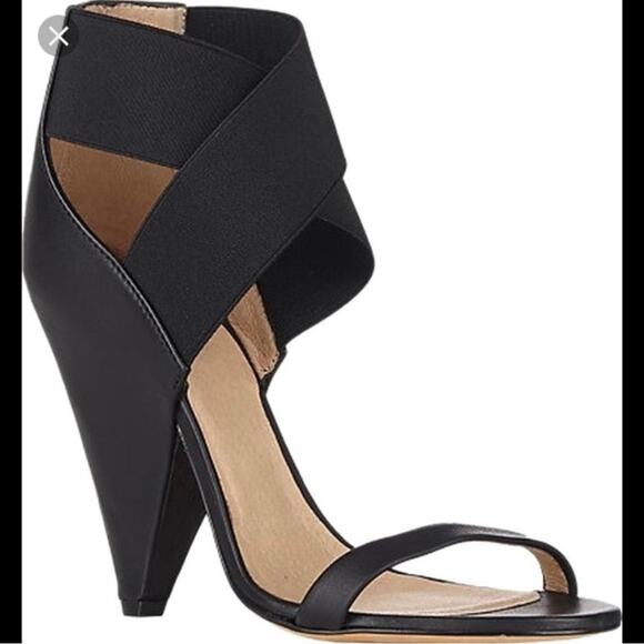 IRO Shoes - IRO Black Leather Sohak Elastic Strap Cone Heel Sandals 40
